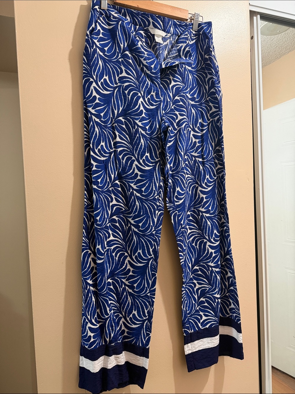 Blue Floral-Print Wide Leg Pants - Women